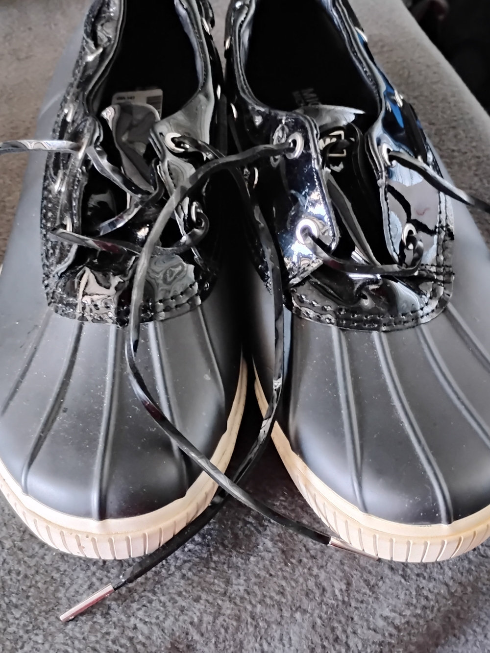 Michael Kors Black Duck Boots with Cream Sole